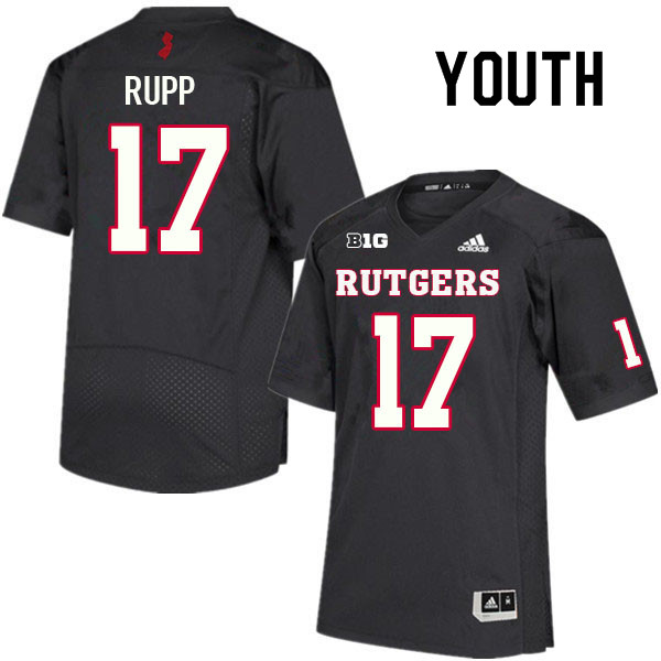 Youth #17 Gavin Rupp Rutgers Scarlet Knights College Football Jerseys Sale-Black - Click Image to Close